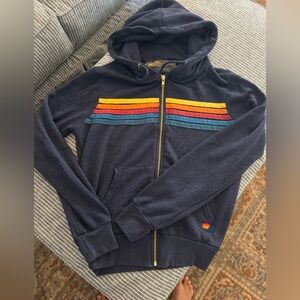 Aviator Nation Navy 5 stripe zip-up